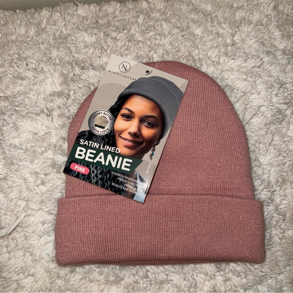 NWT Satin Lined Pink Beanie